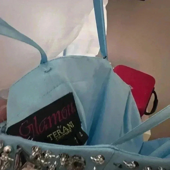 Glamour by Terani Couture Blue Prom Dress - Picture 4 of 6